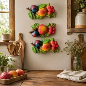 Set of 3 Vtge 1974 Miller Studio Chalk Ware  Fruit Wall Plaques apple orange